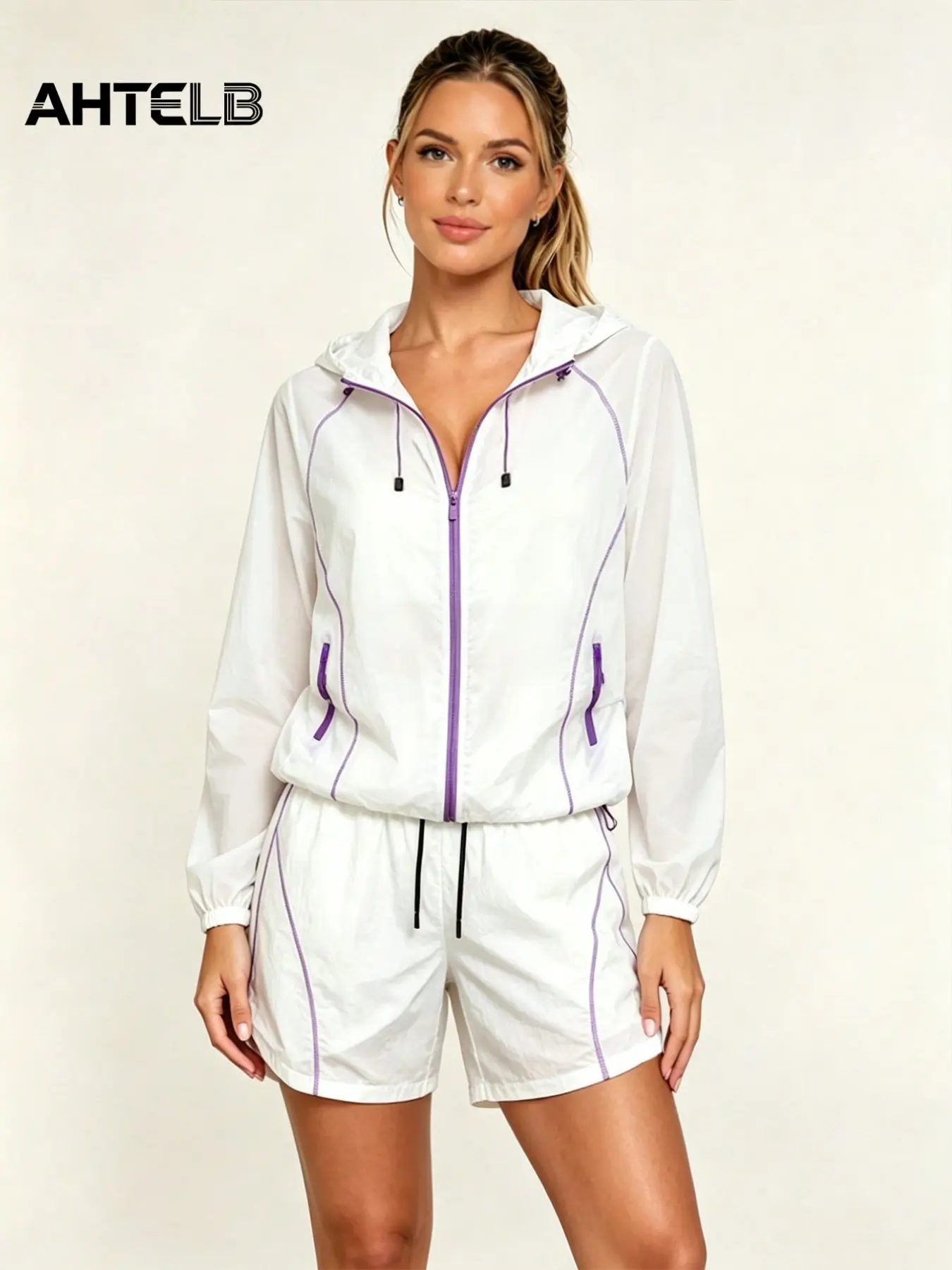 Ahtelb Women's Lightweight Breathable Quick-Dry Hooded Sun Protection Jacket, Ideal for Hiking, Fishing, and Daily Wear
