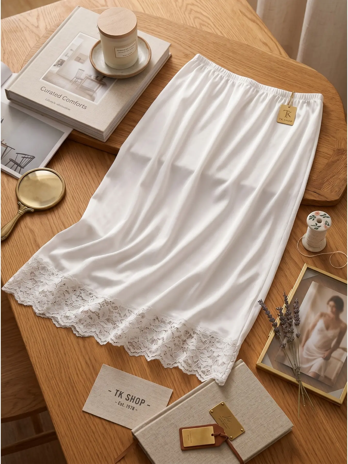 3 color Satin Sleep Skirt for Women, Elegant Chic Lace Trim Silky Smooth Half Slip, Anti See-through Elastic Waist Loungewear Underskirt