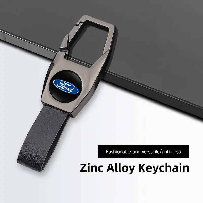 Deluxe PU Leather Keychain with Car Badge Keychain Pendant For Ford Mustang F150 Explorer Expedition Escape Bronco Capri Fiesta Focus Ecosport Figo Maverick Ranger S-MAX Mondeo F250 F350 Galaxy Everest Kuga EDGE KA Fusion Taurus Escort