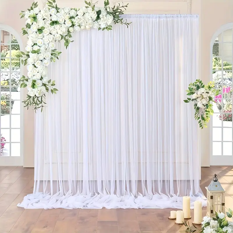 2 pcs multifunctional light and breathable Lightweight Curtains white transparent tulle curtain, with pole opening design, no wrinkles, home textile fabric home decorative curtains and door curtains, Window Drapes, suitable for wedding, baby shower