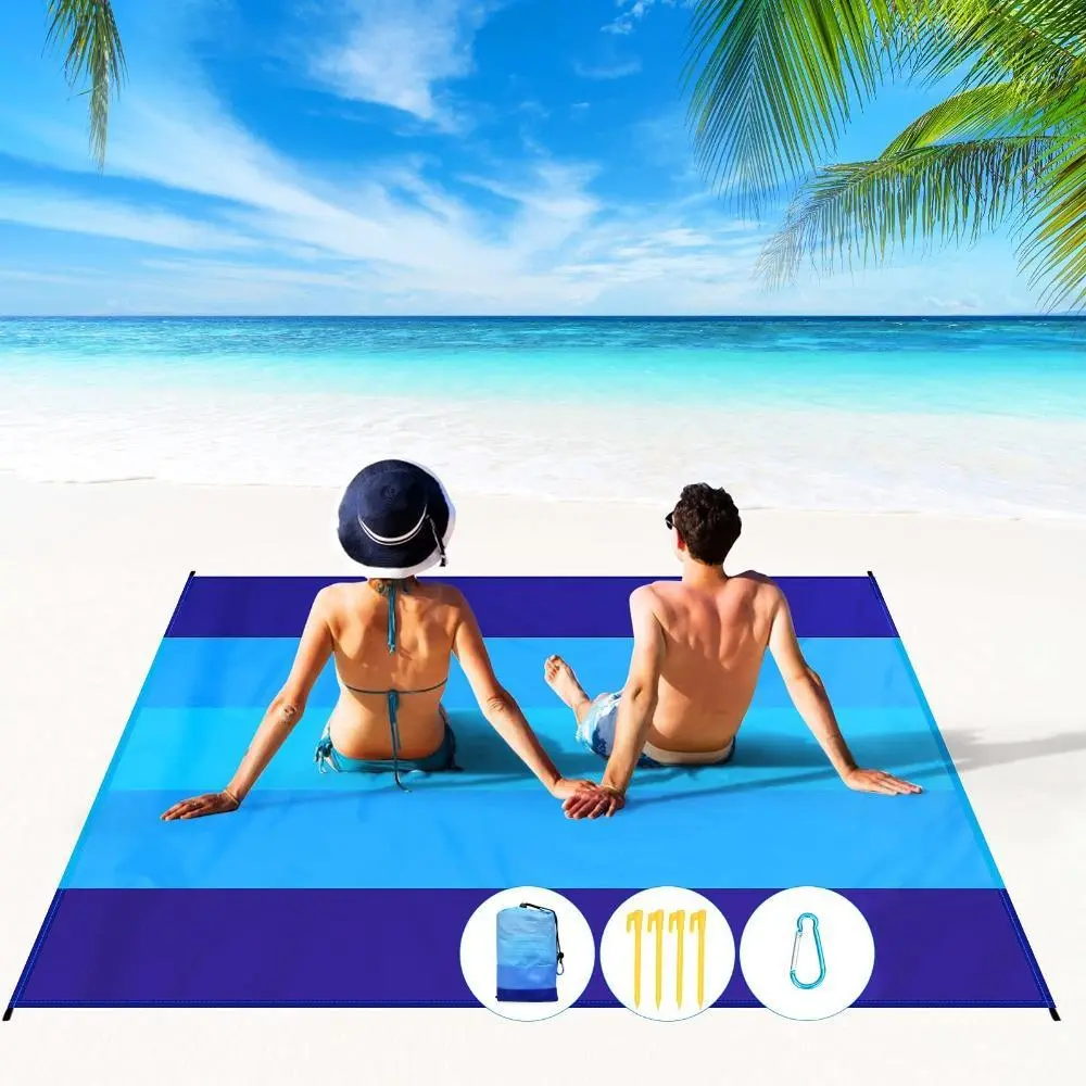 2026 New Anti-Sand Quick-Drying Beach Blanket - Extra-Large Waterproof Ground Mat, Includes Ground Stakes, Storage Bag, Ideal for Beaches, Pools