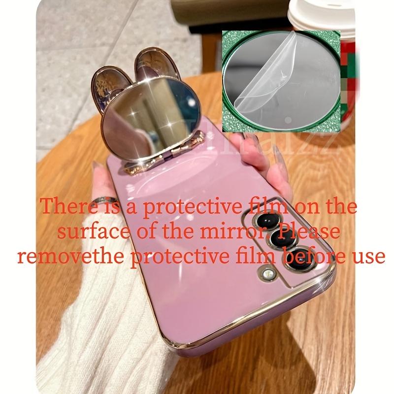 New rabbit-shaped adhesive phone stand with makeup mirror is suitable for iPhone, Samsung, Xiaomi phones, and various other phones. The rabbit phone case desktop stand is a hollow-out lazy stand