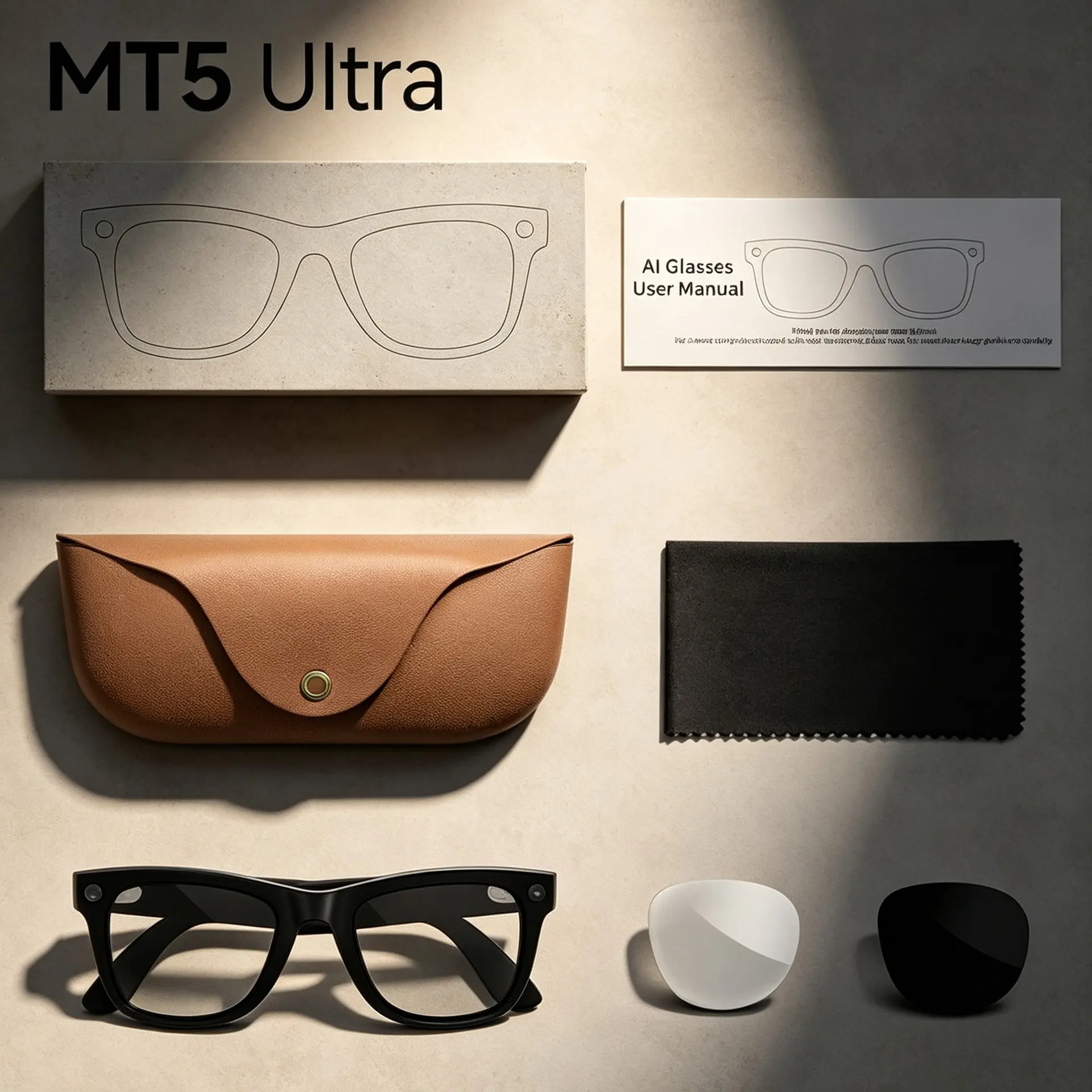 New Ai Smart Glasses, 1080P HD Video Recording, 2000mah Charging Case, Noise-Canceling Wireless Audio Sunglasses, Compatible with iPhone and Android, Sunglasses with Cameras