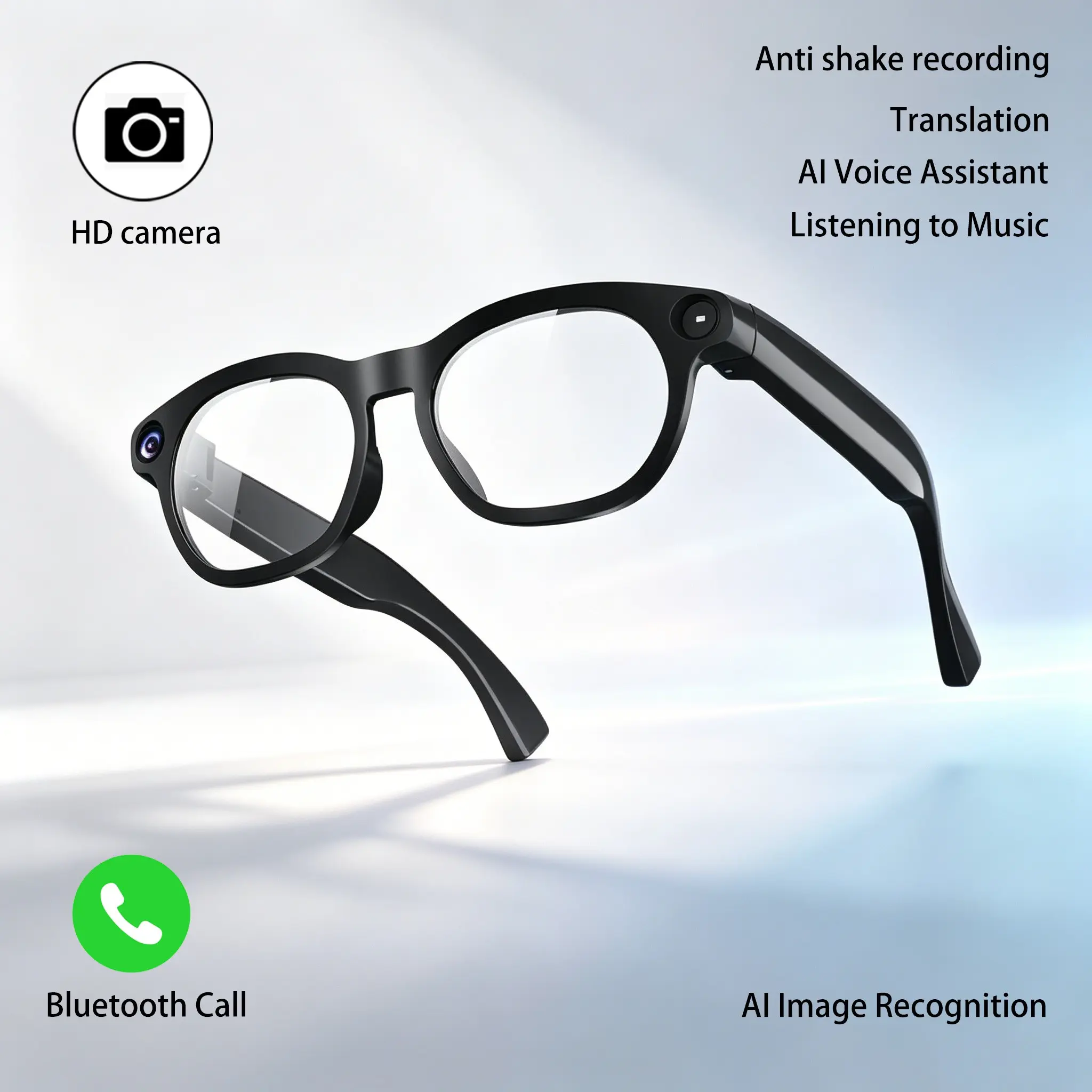 New Smart Glasses with Camera, Capture HD Photos and Videos, Translation Recognition, Built In 290mah Battery, Model Cy03