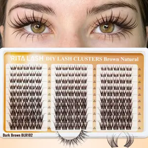 RITALASH 150PCS BLR102 Dark Brown Lash Clusters, Natural Wispy Eyelash Clusters D Curly Lashes Cluster 10-16mm Cluster Eyelash Extensions Individual Lashes for DIY
