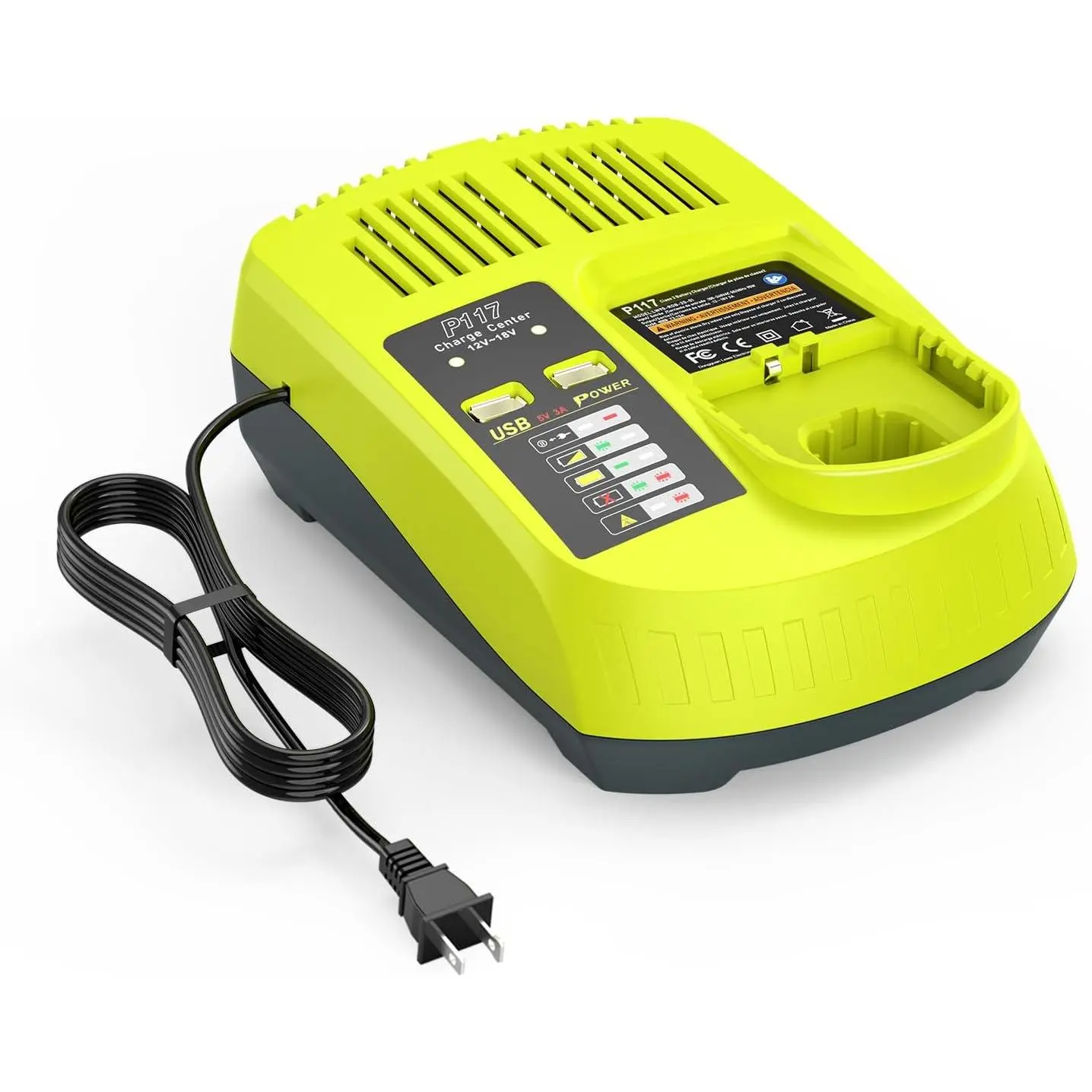 12V-18V USB  Charger 90W for Ryobi P117 Lithium-/NiCad/NiMh ,  Chemistry, Compatible with Ryobi 18V P102 P103 P105 P107 P108 P189 P197 P190 P191 PBP002