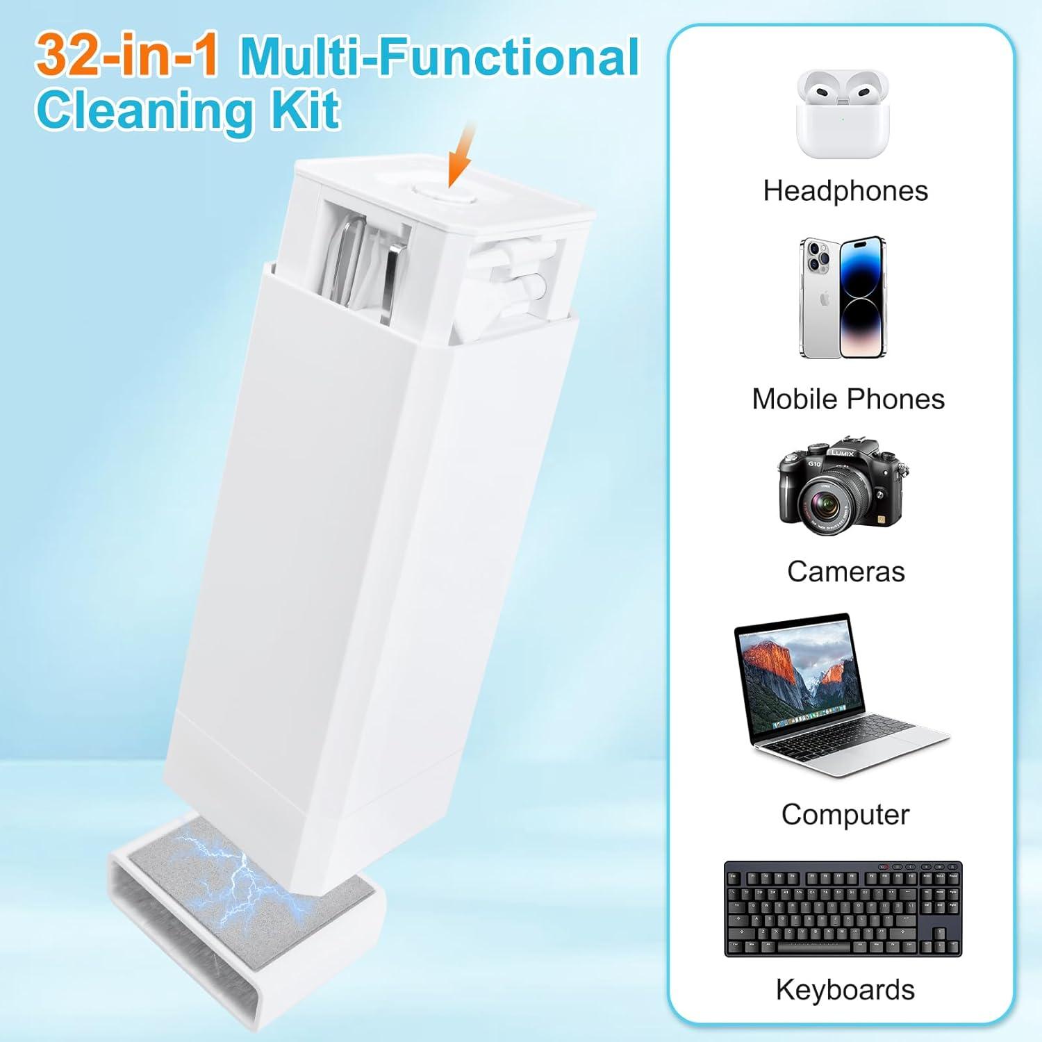 Keyboard Cleaning Kit, 32 in 1 Computer Laptop Cleaner Kit, Phone Cleaning Tool, Multi-Function  Cleaner Kit for Earbuds, Cellphones, PC, Screens, Camera Lens, Electronics Devices