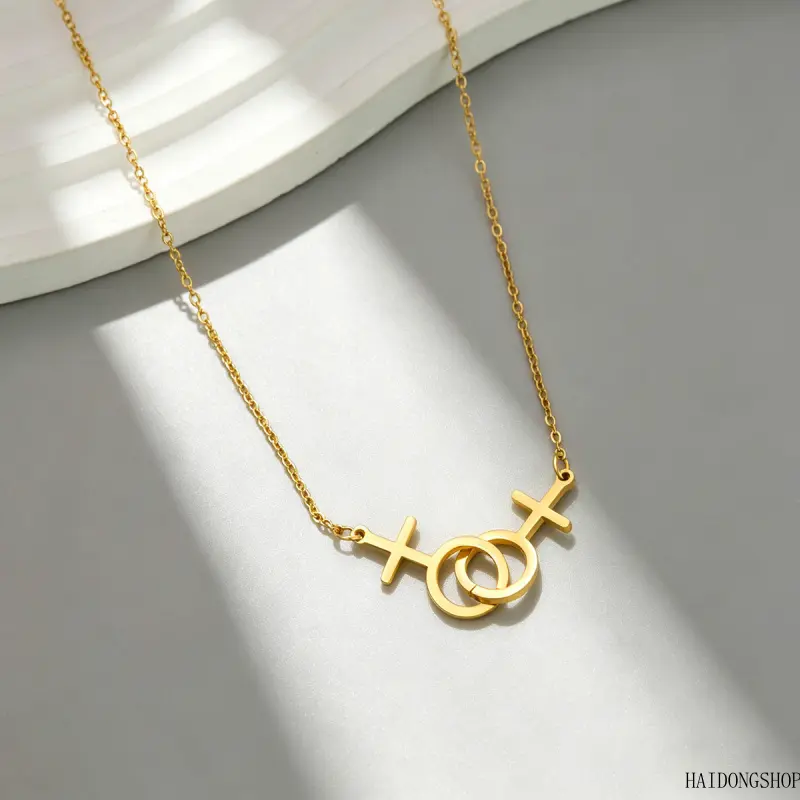 Minimalist Double Venus Pendant Necklace for Women, Lesbian Pride Identity Jewelry, Available in Gold Silver Rose Gold Finish, Dainty Daily Adult Accessory, Meaningful Pride Holiday Gift Necklace