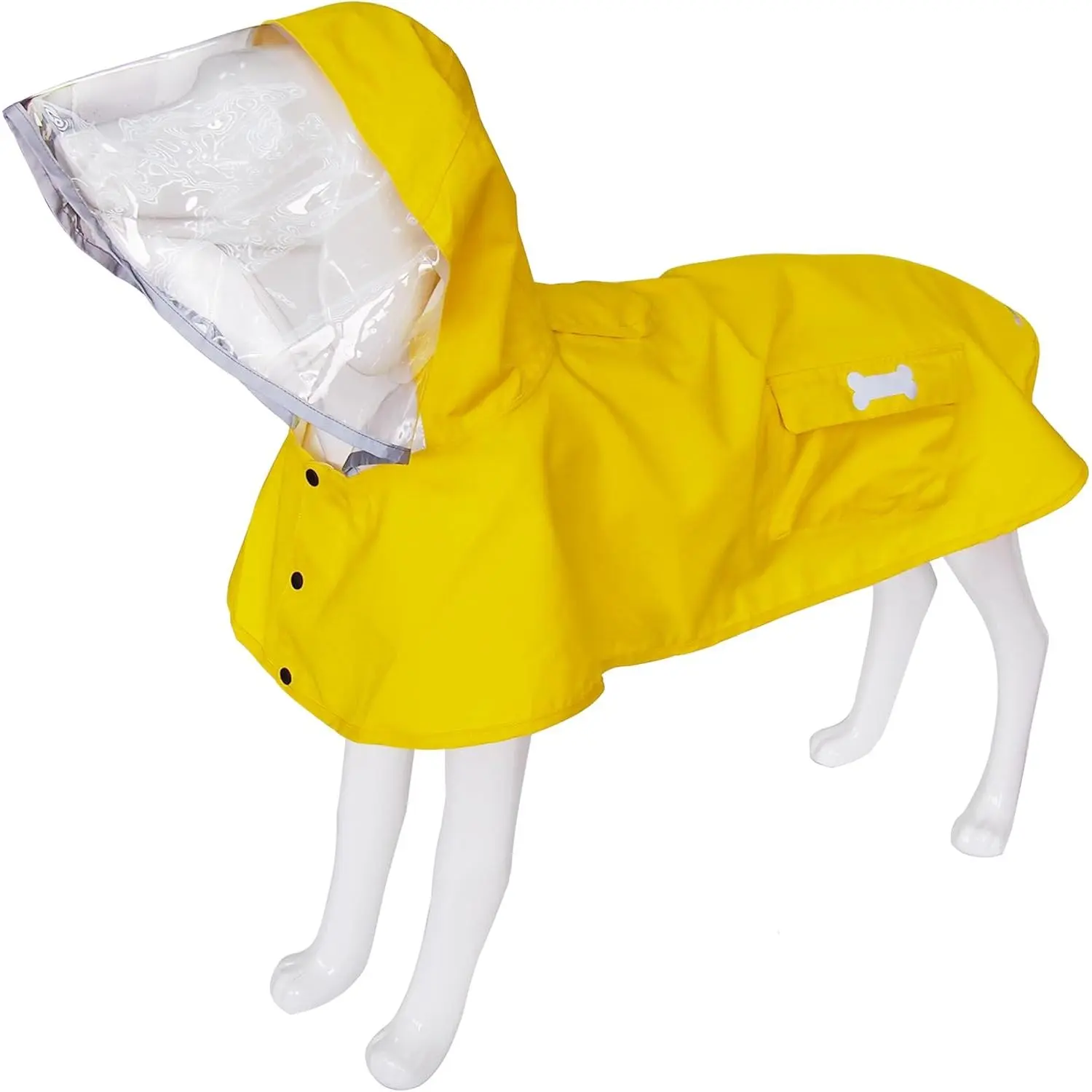 Waterproof Adjustable Reflective Lightweight Pet Dog Raincoat Rain Clothes with Poncho Hood (XX-Large, Yellow)
