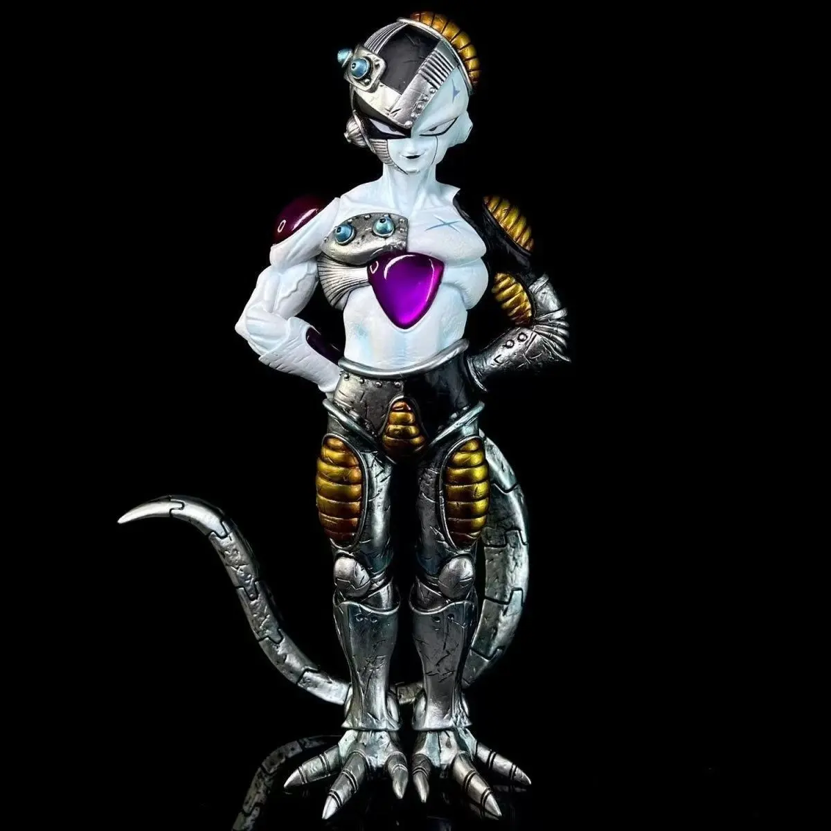 Dragon Ball Mechanical Frieza Figure 22cm, Mech-Modified Standing Frieza, Desktop Anime Villain Ornament, PVC Action Figure, Gift Idea for Fans