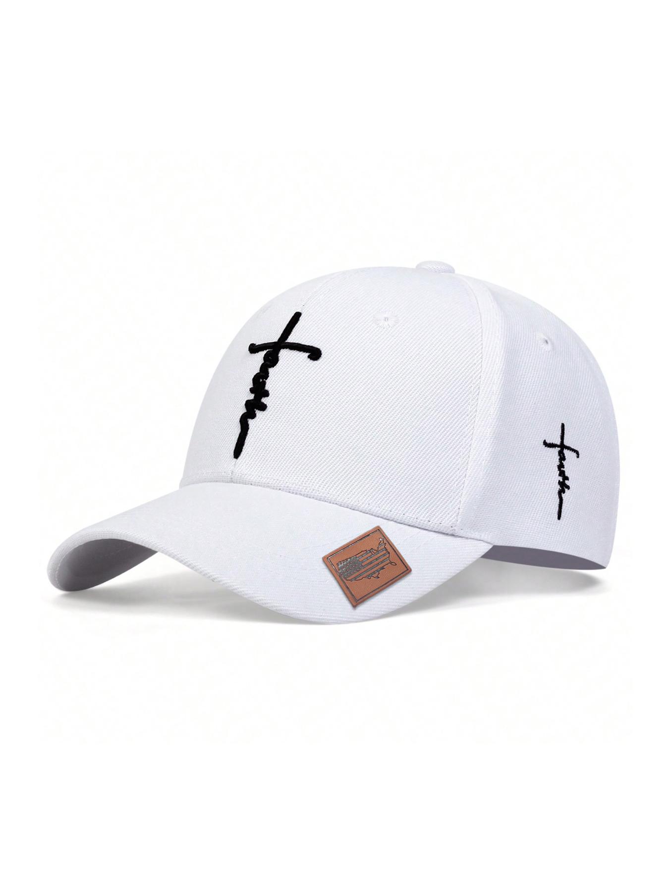 Faith Letter & Cross Embroidery Baseball Cap, Casual Outdoor Sports Hat for Men & Women, Adjustable Sun Protection Cap for Daily Wear, Adjustable Stylish Hat