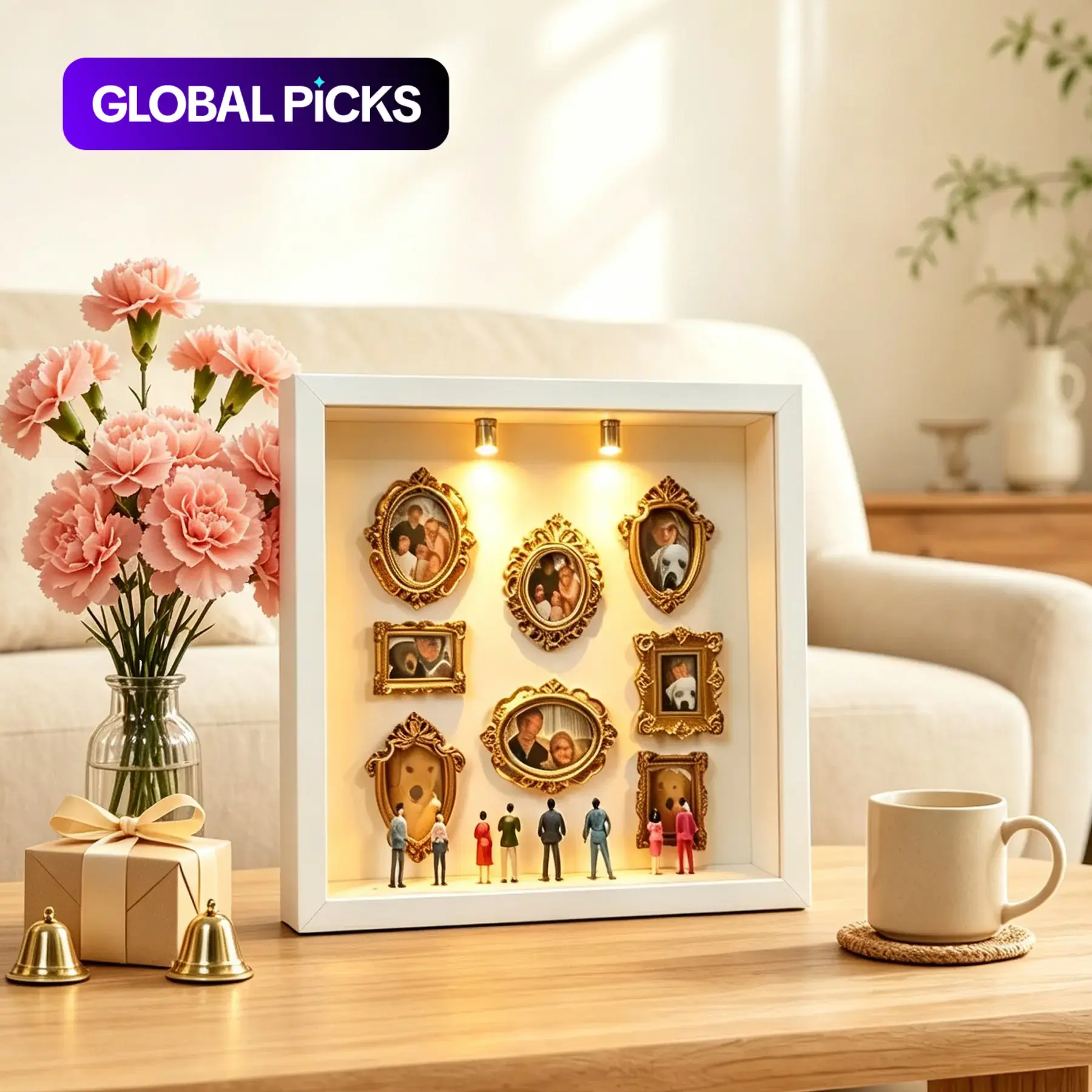 DIY Christmas Baroque Pull-Out Museum Silhouette Box, Custom Photo Display, Mini Statues, Unique Memorial Decor, Winter New Year Gift