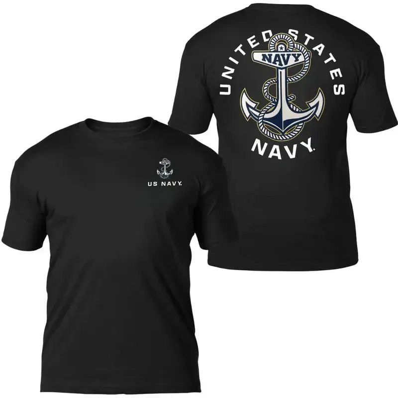 ⚓🌊US Navy T-Shirt with Anchor Emblem and United States Navy Back Print, Patriotic Military Lifestyle Apparel, for Men and Women, Veteran Gift