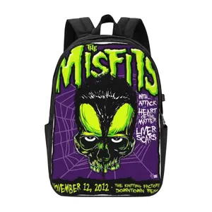 Misfits Backpack Fashion Travel Backpack Laptop Backpack 17 Inch External Usb Interface Headphone Line Interface