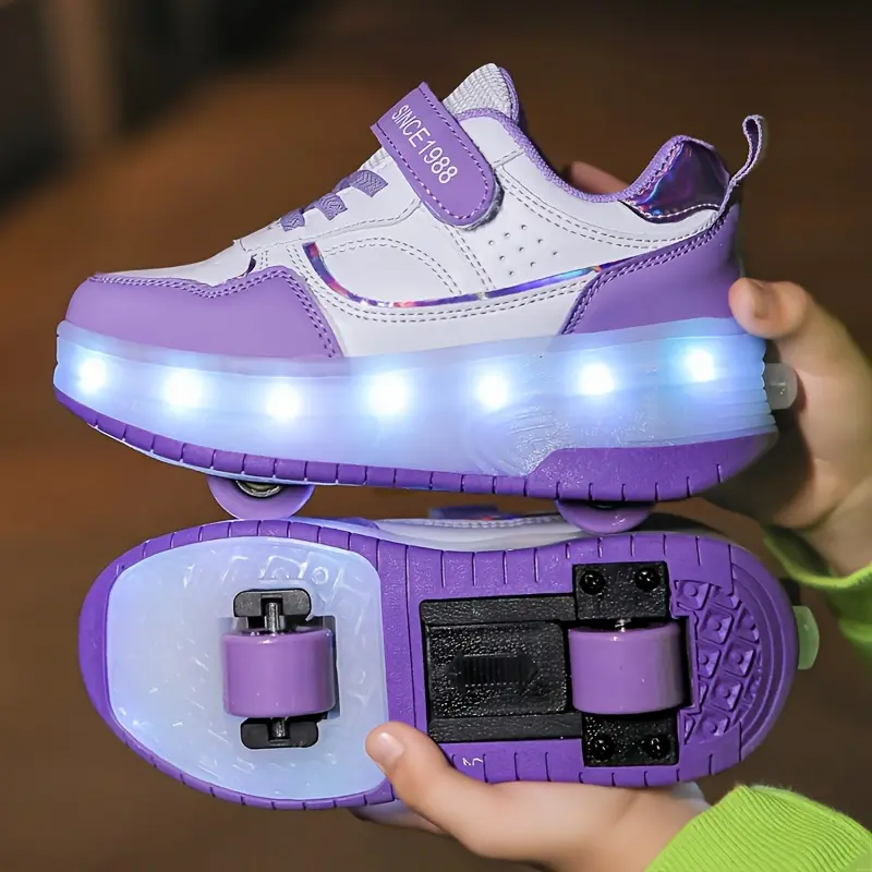 Fashion Low-Top Roller Skates, with USB Charging Lamp, Suitable Girls, Breathable Light Wear-Resistant Detachable Roller Skates Suitable Indoor And Outdoor, All Seasons