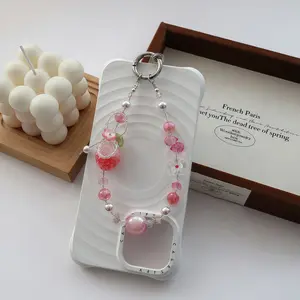 Luxury Light-Changing Strawberry Phone Chain, Short Keychain, Glow-In-The-Dark Bag Charm, Anti-Loss Pendant, Girlie Trendy Ccd Accessory, Phone Charms