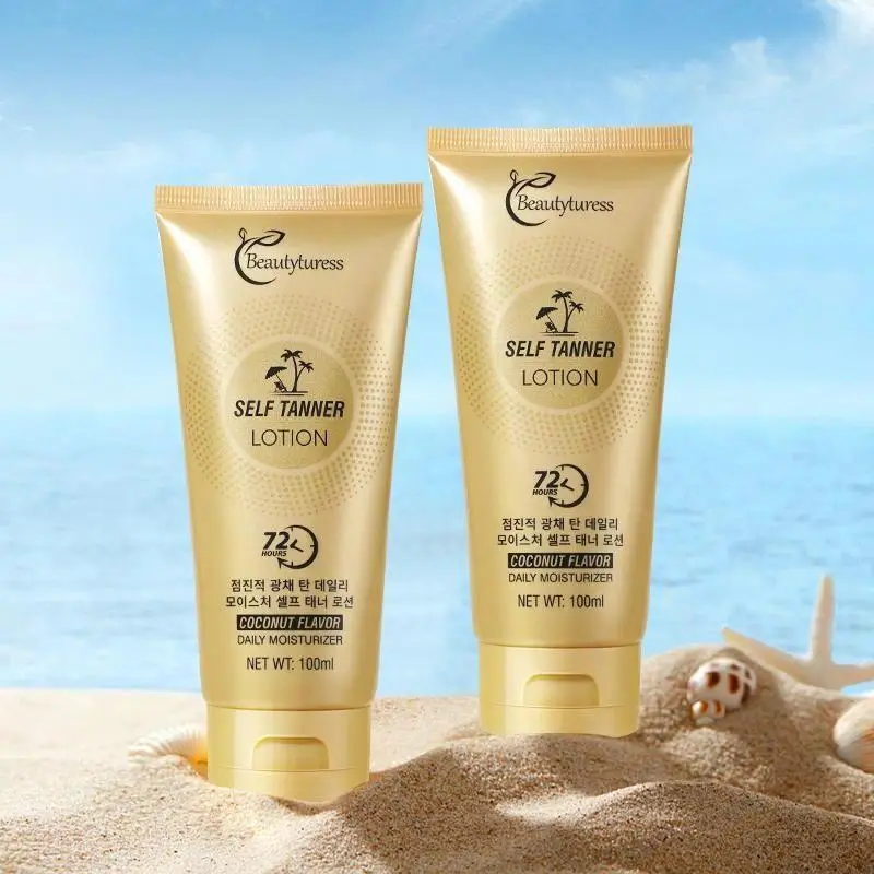 Coconut Glow Tan Lotion | Hand-Friendly & No Mitt Needed | Browning & Bronzing Accelerator | Even Coverage | Lightweight, Fast-Absorbing & Coconut Scent | Hydrating Self Tanner with Hyaluronic Acid
