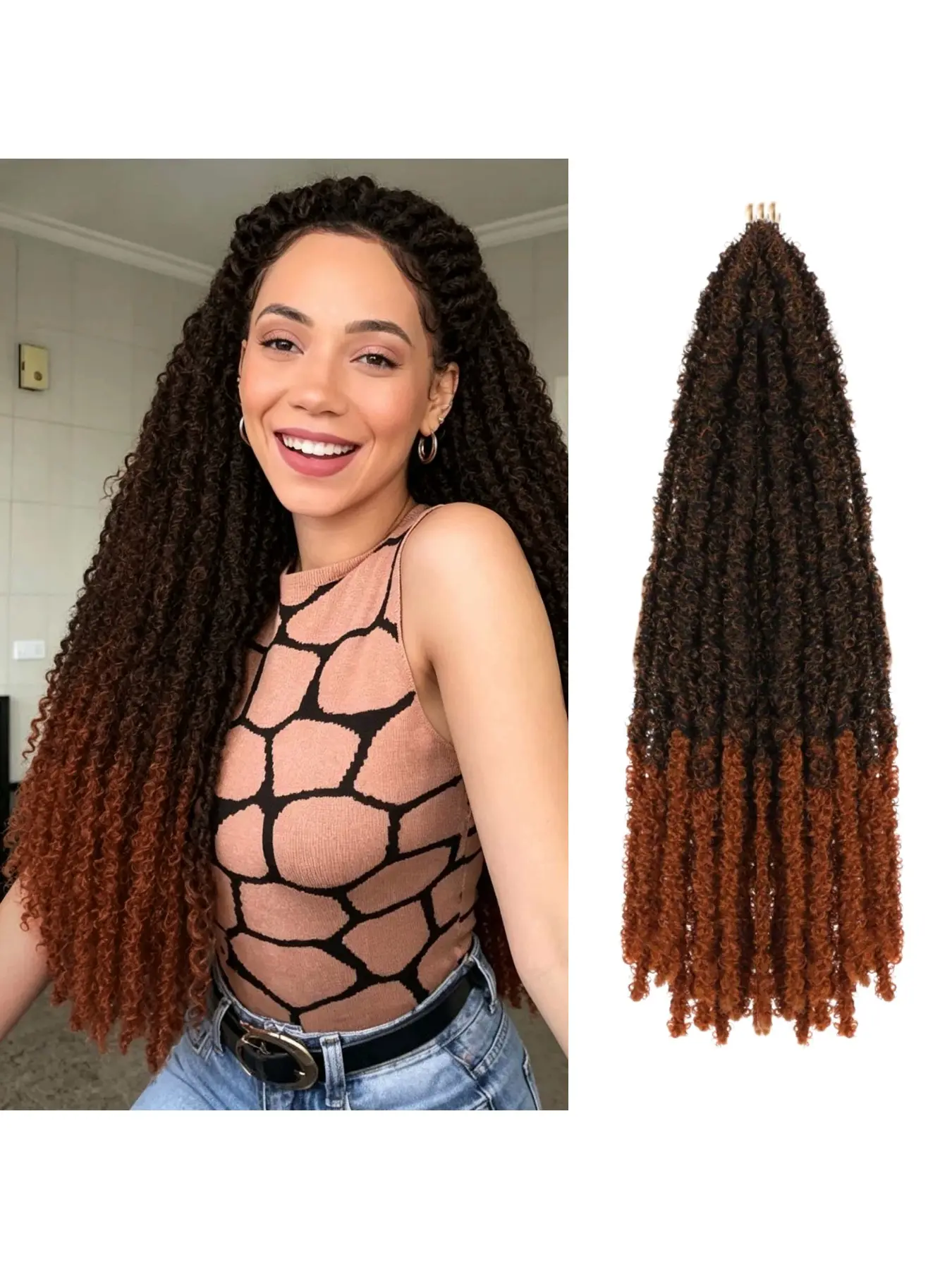 8-Strand Bow Crochet Party Hair Extensions - 22 Inch Pre-Braided Fluffy Curly Synthetic Extensions, Easily Installable, Long-Lasting Natural Look - Perfect for Daily Wear, Parties, and Holidays (Halloween, Christmas) for Women