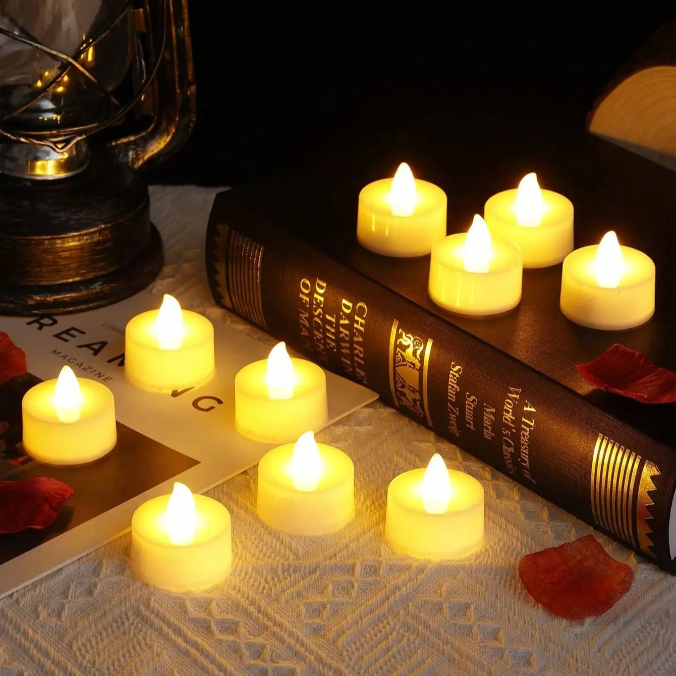 48/24/6 pcs Flameless LED Candles Warm White Flickering Realistic Flame Battery Operated Votive Candles for Wedding Table Decor
