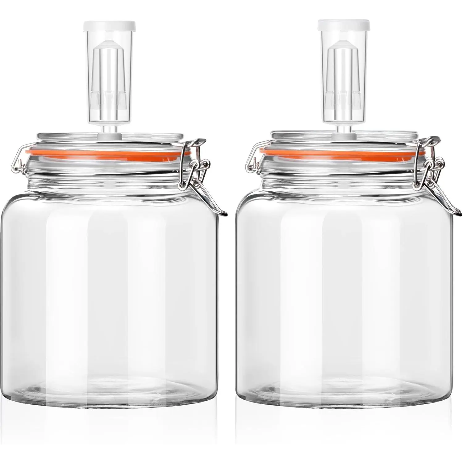 0.6 Gallon Fermentation Jars with Airlocks, 2 Pack Glass Fermenting Kit, Wide Mouth Brewing Jars for Sauerkraut, Kimchi, Kombucha, Pickles & Probiotic Foods, Home Fermentation Starter Kit