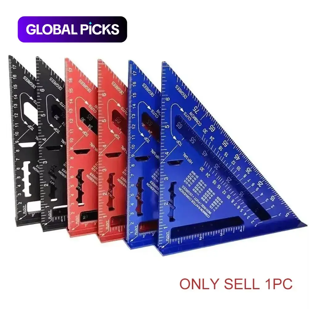 Aluminum Alloy Speed Square, Rafter Triangle Protractor, Hand Measuring Tool for Woodworking, Measuring Instrument, Ruler #GLOBAL PICKS