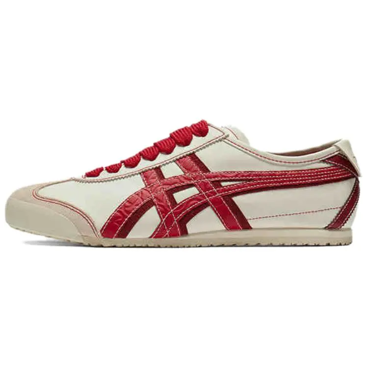 Onitsuka Tiger MEXICO 66 Snake Year Low-Top Closed Casual Trainers for Men - Women's Sports Shoes, Comfortable, Versatile, Slip-Resistant White-Red Walking Shoes, House White Official Maison Mihara Footwear