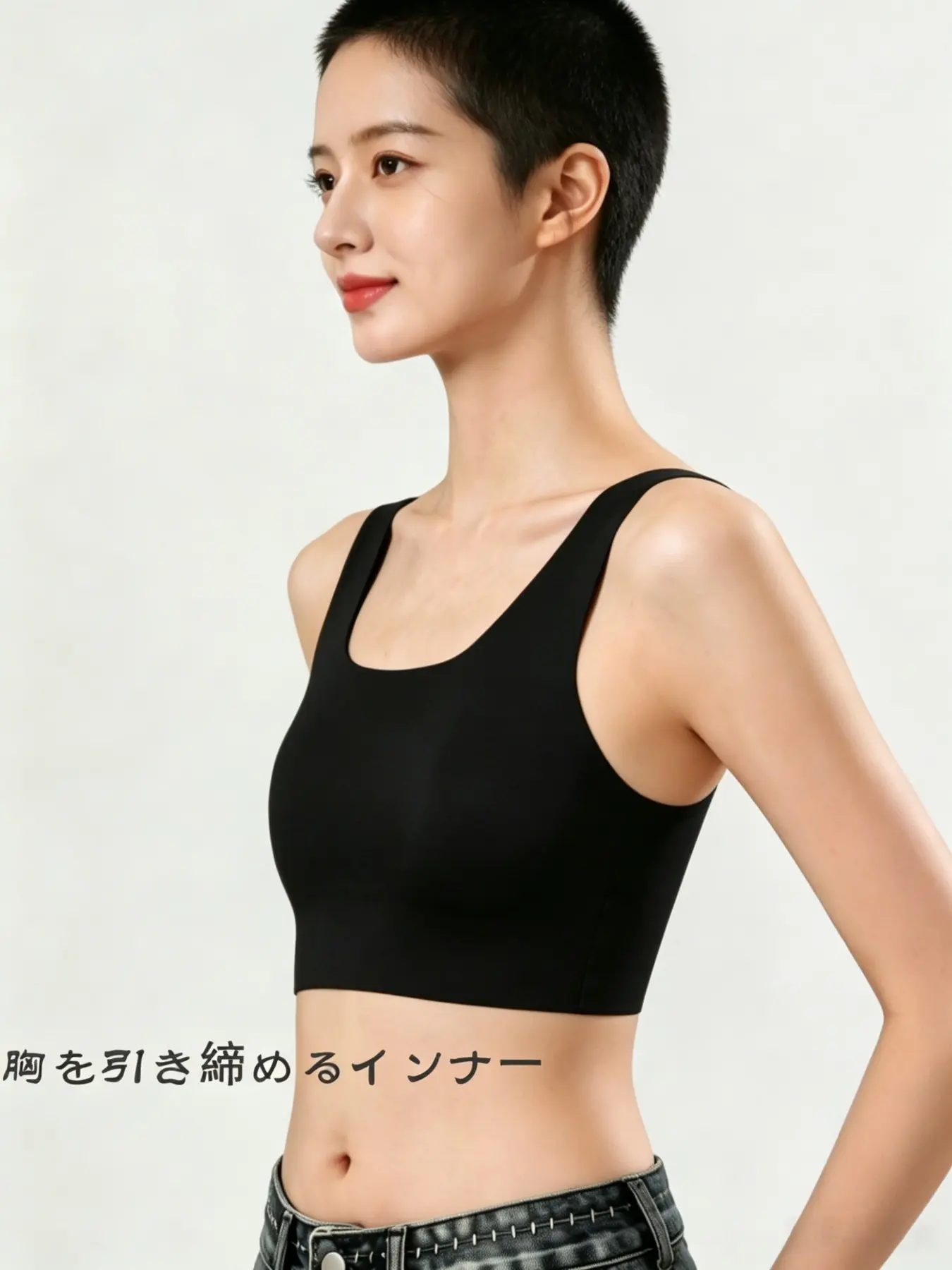 Wireless invisible strapless vest, women's seamless corset bra, wide shoulder strap design, light and breathable fabric, girls disguise as boys, tomboy corset underwear, large and small chest effect, flat chest shaping