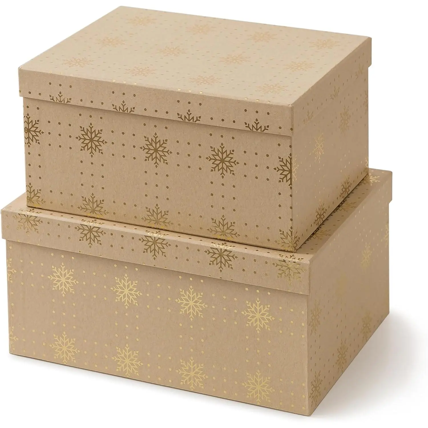 - Large Christmas Nesting  Boxes with , Set of 2,  | Big Thick  Holiday Boxes for Presents,  Decorative Cardboard Storage for Keepsakes and Snowflake Decor