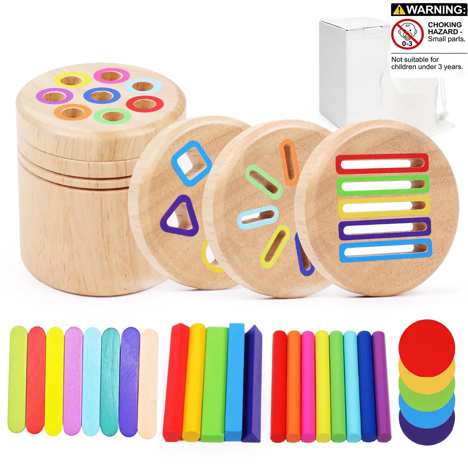 New Wooden Sorting Cup Toy, Shape Sorter, Hand-Eye Coordination Training, Christmas Gift, Multiple Lid Designs, Educational Kids Toy