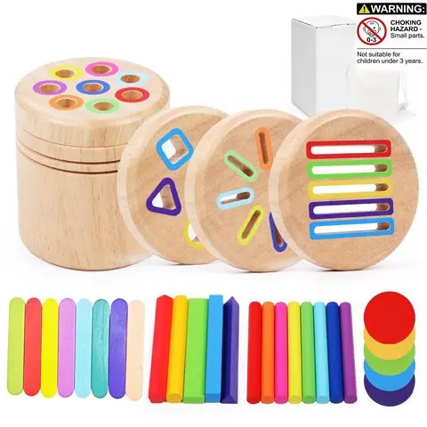 New Wooden Sorting Cup Toy, Shape Sorter, Hand-Eye Coordination Training, Christmas Gift, Multiple Lid Designs, Educational Kids Toy