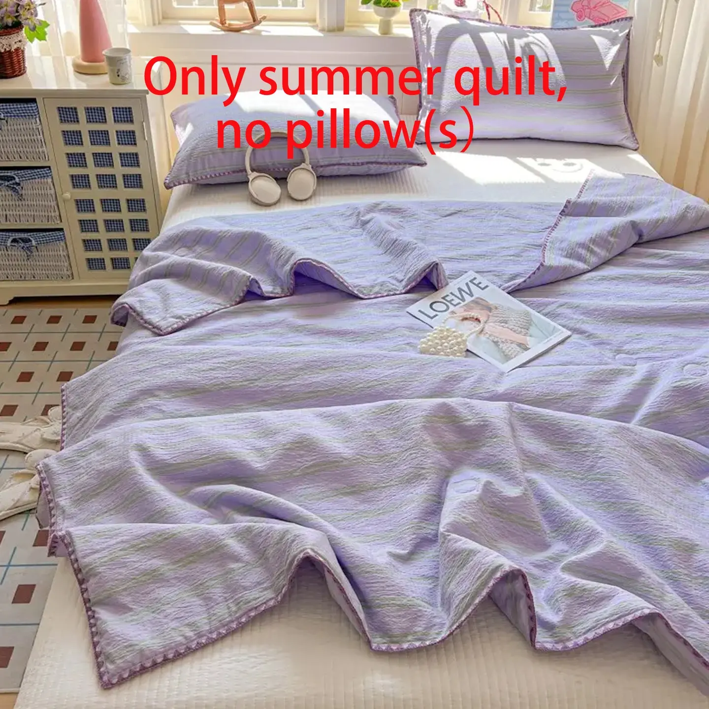 1pcs Summer Quilt, All Season Bedding, Soft Striped Cooling Blanket, Multiple Colors and Sizes, 150x200/200x230, Bedroom Office Living Room