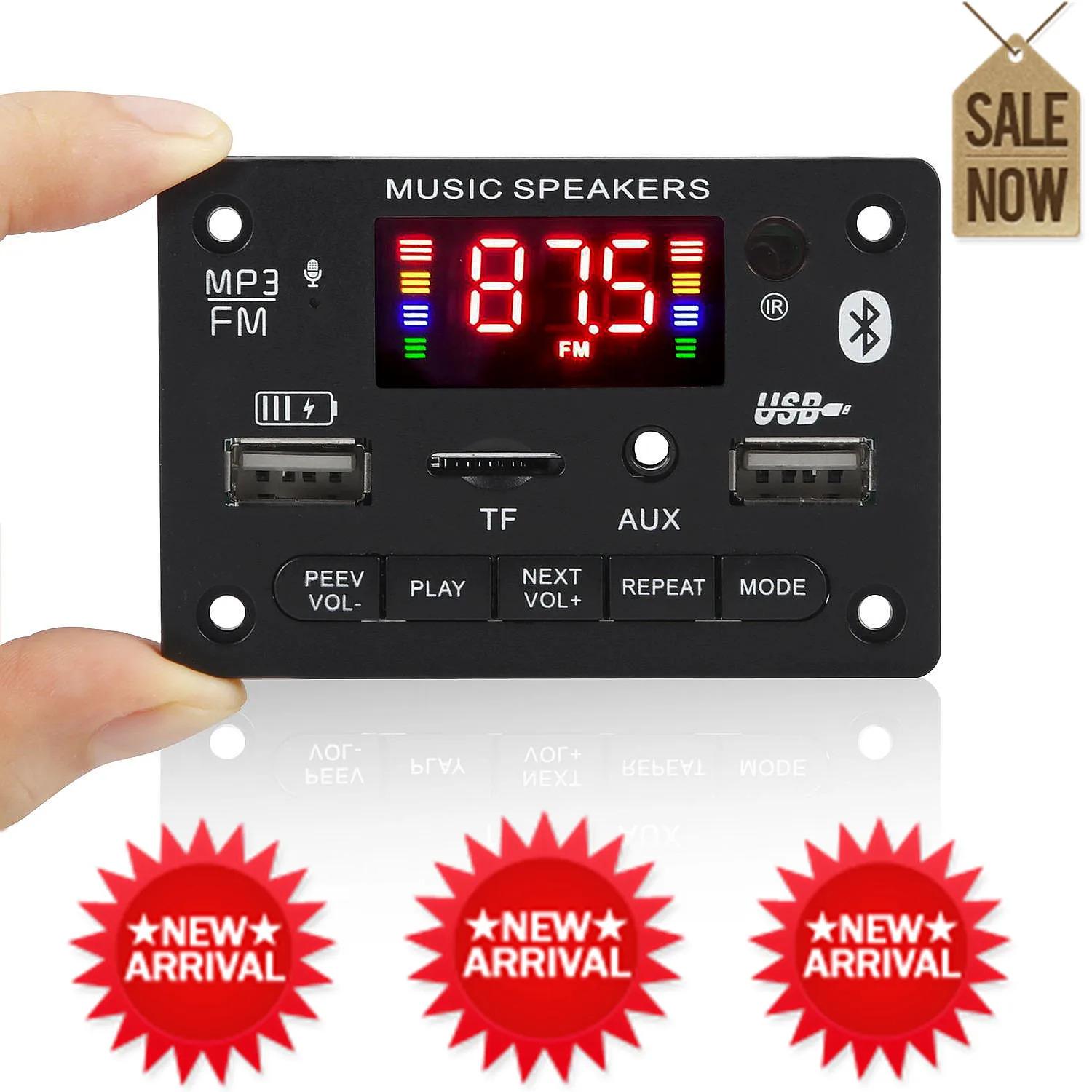 6V 12V Bluetooth 5.0 MP3 Decoding Board Module Wireless Car USB MP3 Player TF Card Slot USB FM with Microphone Handsfree control