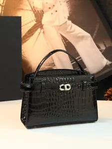 Luxury Alligator Print Mini Kelly Bag, Glossy Patent Leather Chain Bag, Fashion Shoulder Crossbody Women's Handbag, Fashionable Crossbody Bag, Stylish and Elegant Design