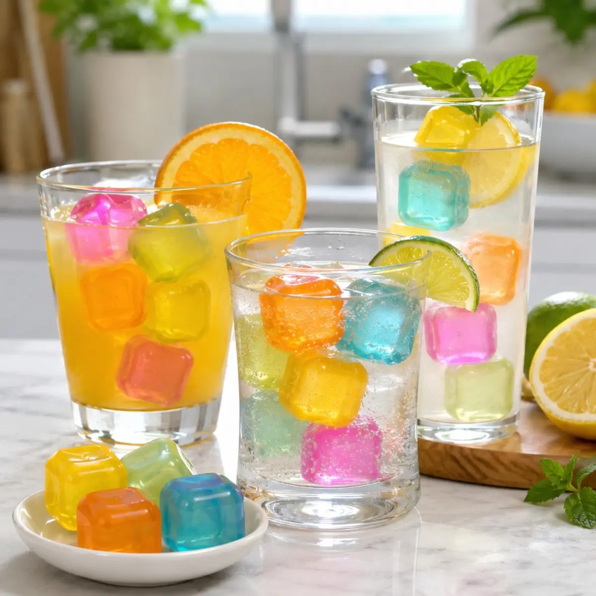 24 Pcs Reusable Ice Cubes for Drinks, Frozen BPA Free Refreezable Plastic Ice Cubes Without Diluting, Colorful Ice Packs with Big Storage Bag for Lunch Box, Coolers, Whiskey, Bars, Ice Bath, Camping