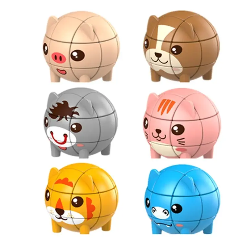 3x3x3 Plastic Magic Cube Puzzle, 3D Cute Animal Faces Speed Cube, Educational Toy Gift for Children (Birthday, Christmas)