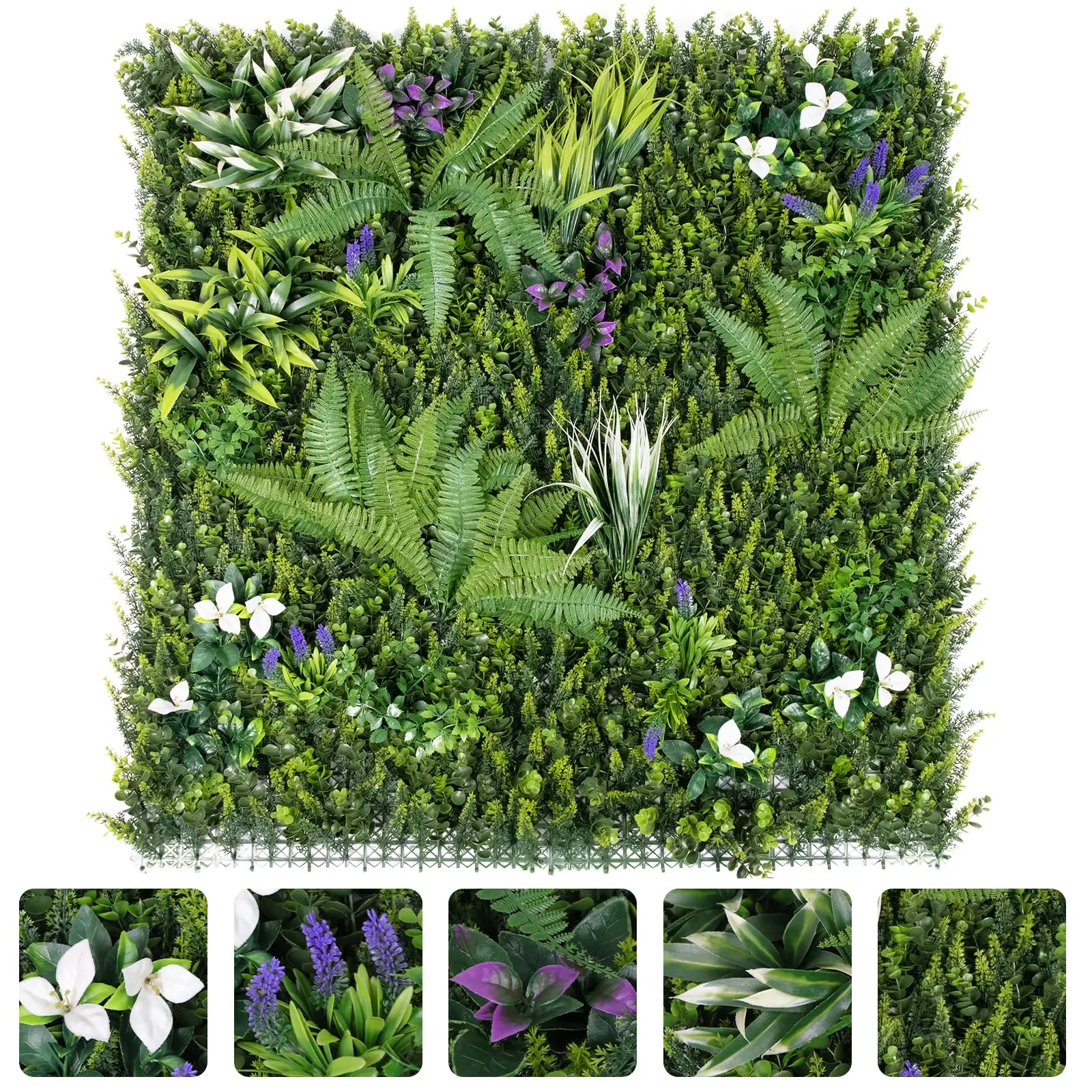 3Pcs Artificial Grass Wall Panels 1M x 1M, UV-Resistant Faux Greenery Privacy Fence, Easy-Hang Garden Decor for Balcony, Patio & Indoor Use