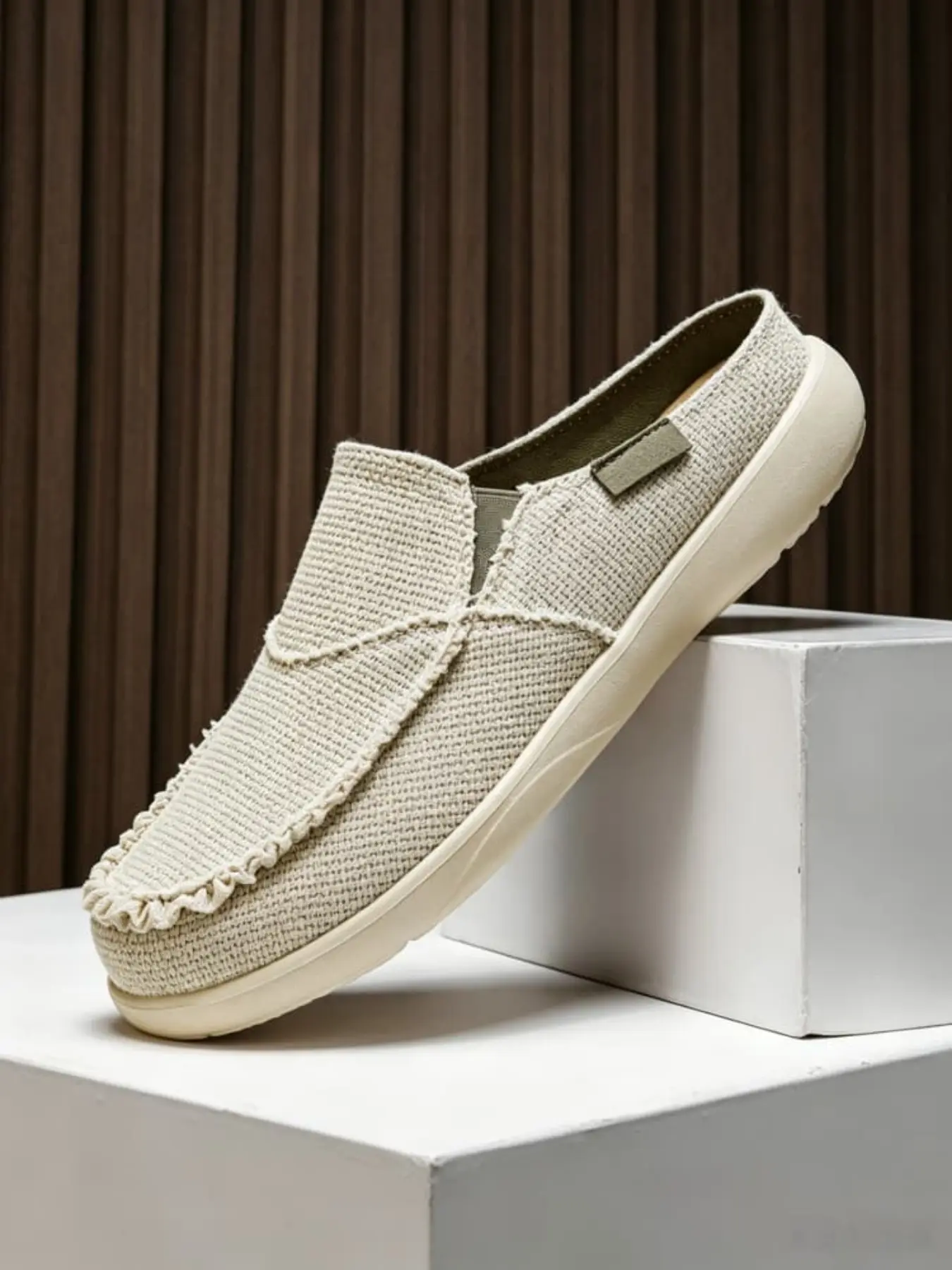 Men's Canvas Slip-On Mules, Slip On Fashion, Slip On Style, Breathable Textile Upper, Retro Edge Design, Lightweight Eva Sole, All Seasons Casual Walking Shoes, Sizes 39-47