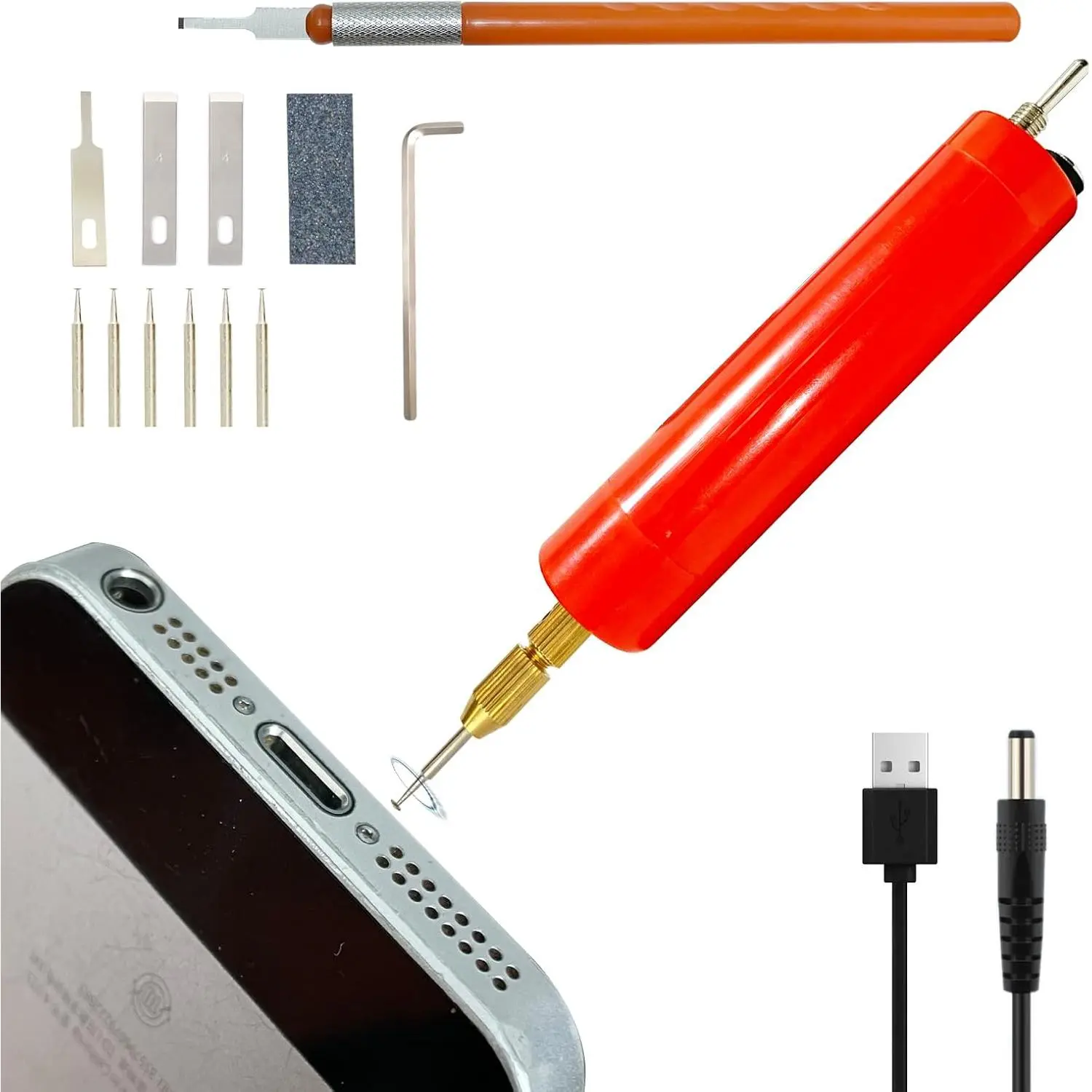 Cell Phone Damaged Screw Removal Iphone Repair Tool Broken Screw Extractor Kit Small Screw Suitable Laptop Ipad game consoles, etc USB 5V 10W Supply Soldering Iron not Included