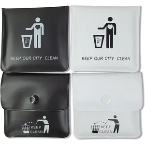 4 Pack Portable Pocket Ashtray Pouch Premium Fireproof PVC Smell Proof Cool Travel Outdoor Cigarette Butt Disposal Fancy Cute Black and White Ashtray