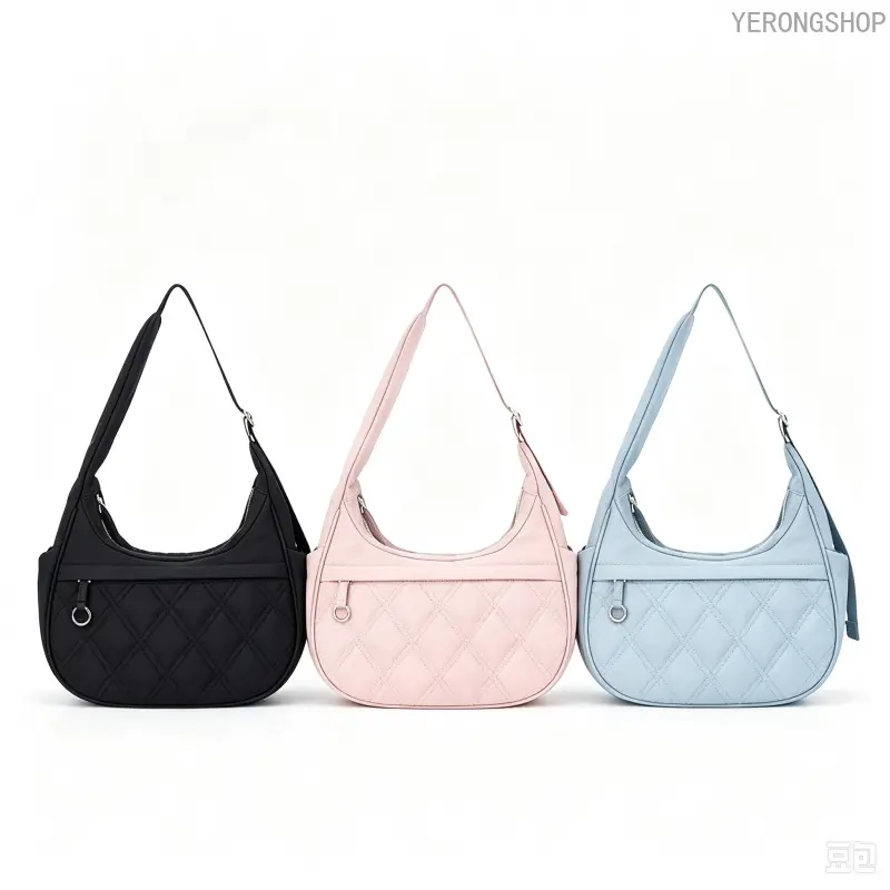 Five Seasons Home Quilted Crescent Shoulder  for Women Soft Nylon Multi-Pocket Everyday Organizer Lightweight Chic Design Pink Multifunctional with Elastic Side Pocket Casual Commuter  tiktokshopbacktoschoo Inflatable Santa Claus Deer Sleigh Set bucket