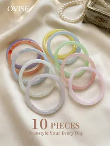 10-Piece Set Chinese Jade Bangle Bracelet with Gift Box, Perfect for Blessing and Memorial, 62mm Wave Print Elegant Mini-Helmet
