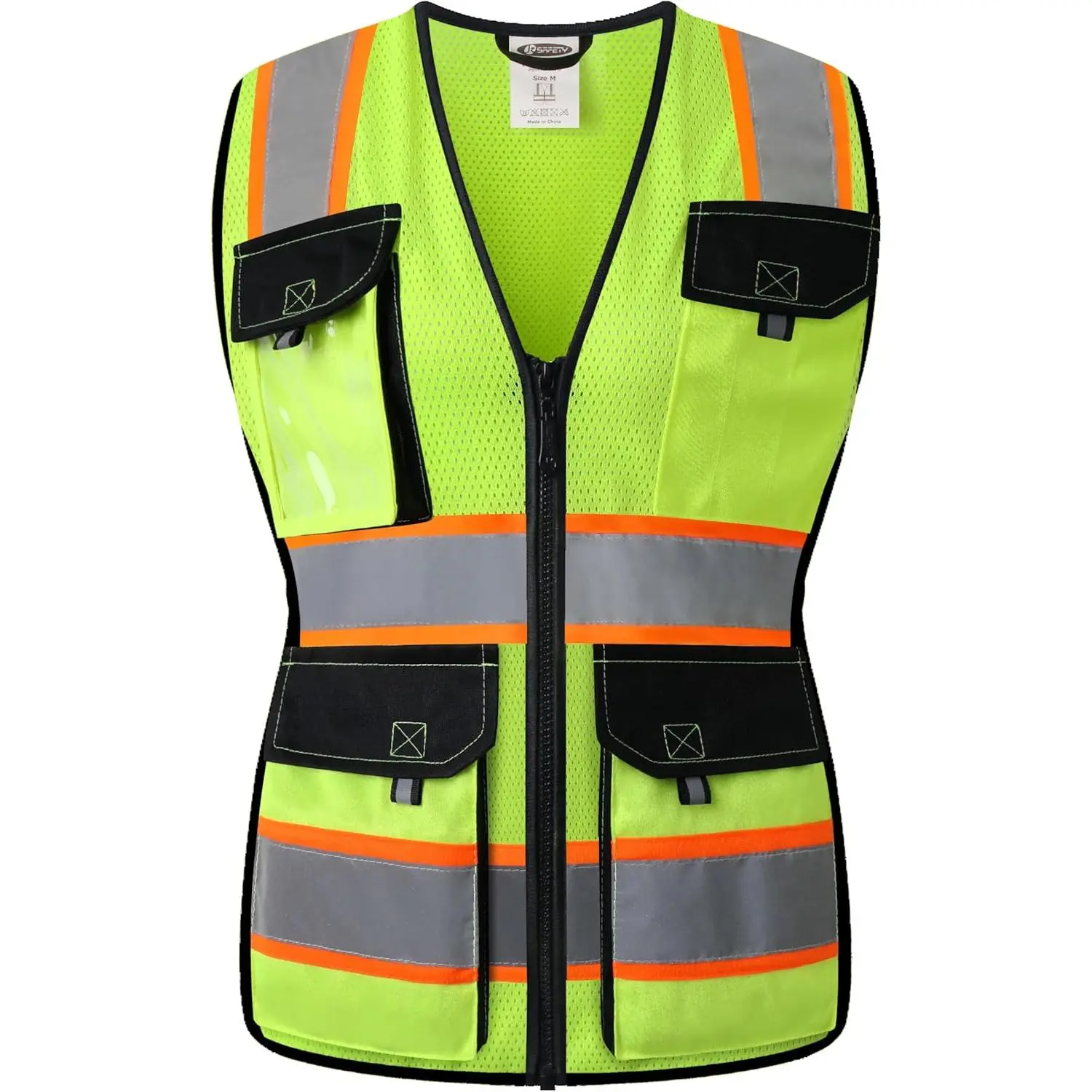 JKSafety Women's Hi-Vis Reflective Vest with Pockets and Zipper, ANSI Compliant,Waist-Fitted Style BX362