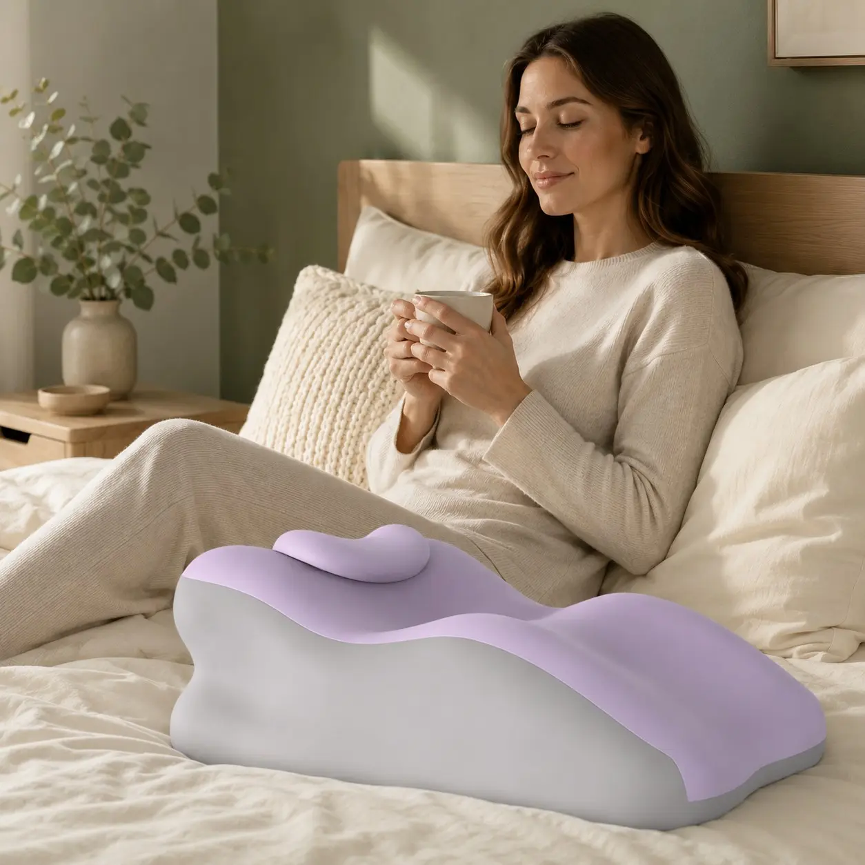 Thick High-Density Contoured Memory Foam Pillow, Shapes to Head and Neck Contours, Anti-Sagging, Breathable Fabric, Ideal for Side, Back, Stomach Sleep