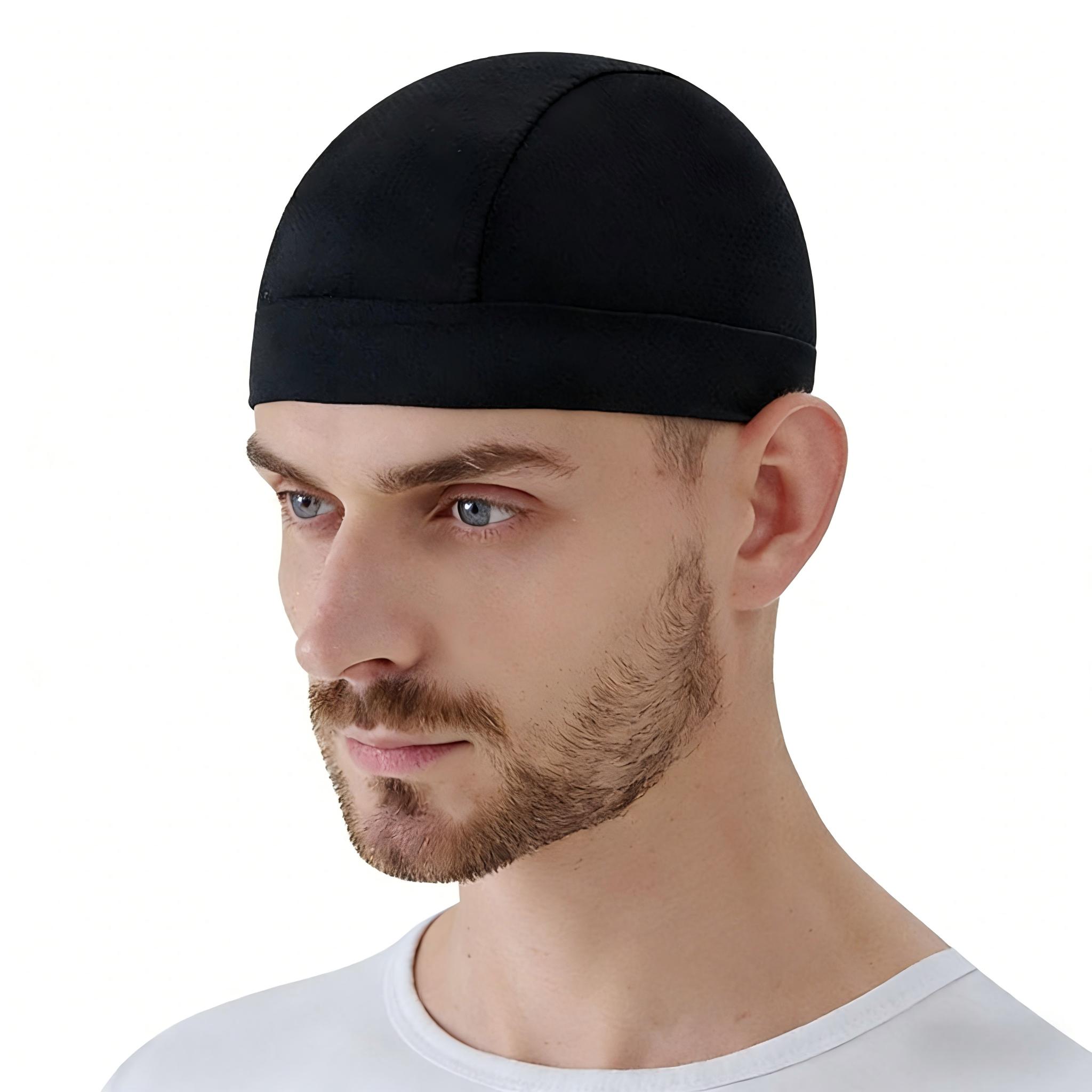 Black Cycling Skull Cap, Windproof Breathable Bike Helmet Liner for Men & Women