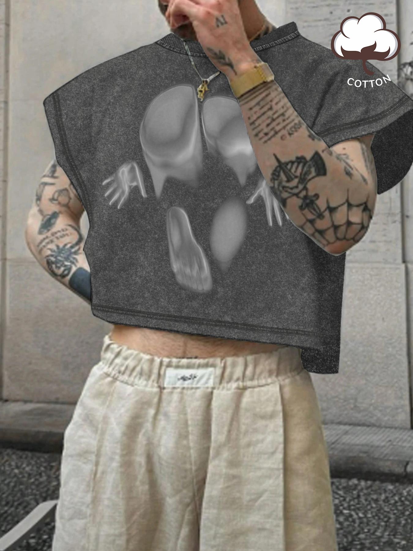 Men's Basic Solid Color Crop Tank Top, Regular Fit Casual Sleeveless Round Neck Top for Summer, Fashion Men's Clothes for Daily Wear