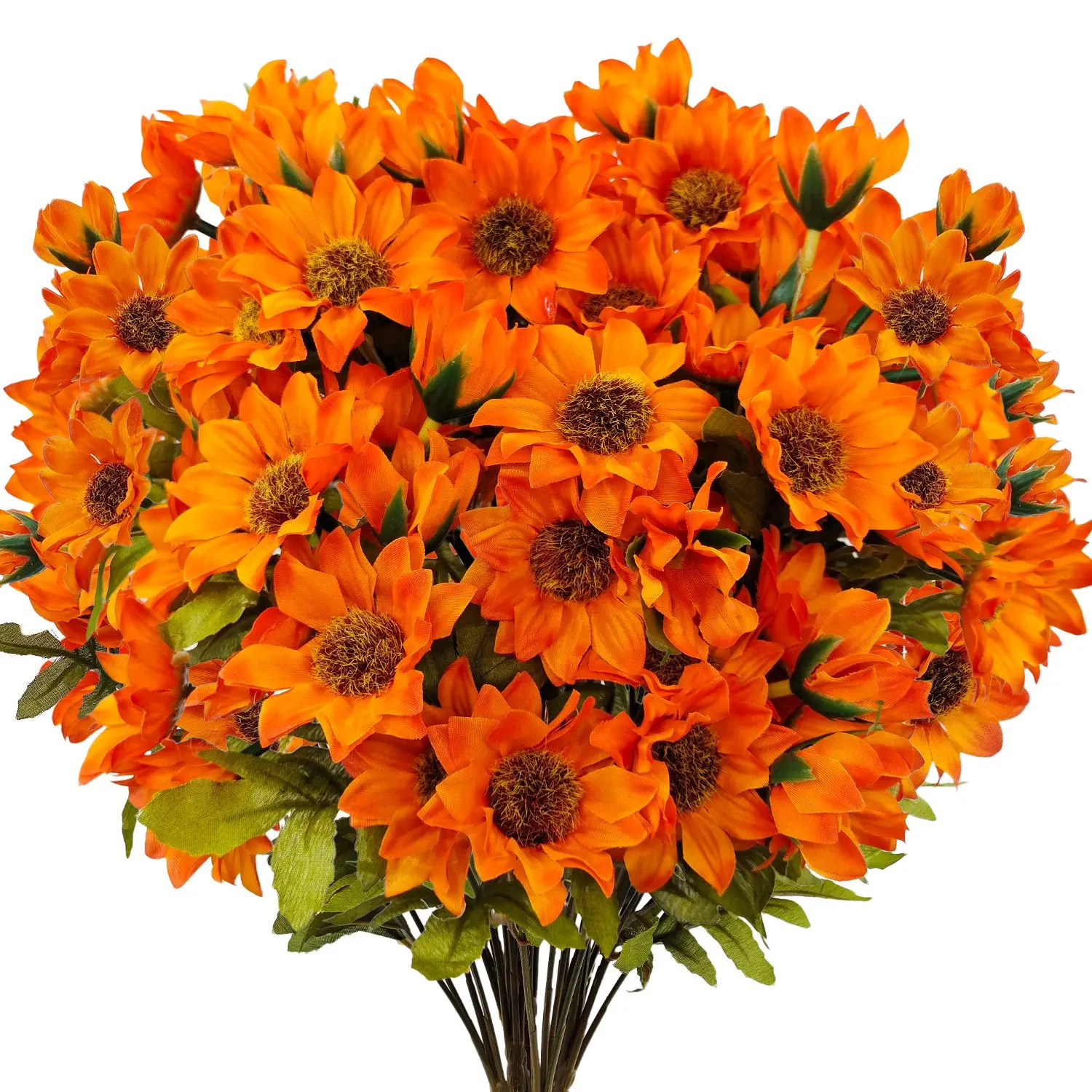 6 Bundles Vibrant Fall Artificial Sunflowers Daisy Bouquet, Yellow Lifelike Durable Plastic Faux Fake Floral Arrangement, Indoor Outdoor Home Table Centerpieces Wedding Thanksgiving Hanukkah Birthday Gift