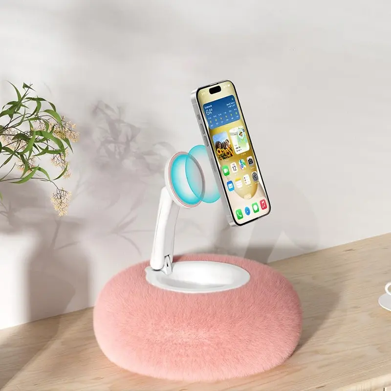 Plush Pillow Stand with Snack Bowl - Multi-Angle Adjustable Bed Reading Cushion, Compatible with Multiple Sizes of Devices, Tablet Stand Pillow, Adjustable Phone Holder for Bedside, Cell Phone Stand