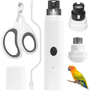 LED Pet Bird Nail Grinder 2 Pcs Set Electric Beak File Tool for Budgerigars Parakeets Conure Lovebirds