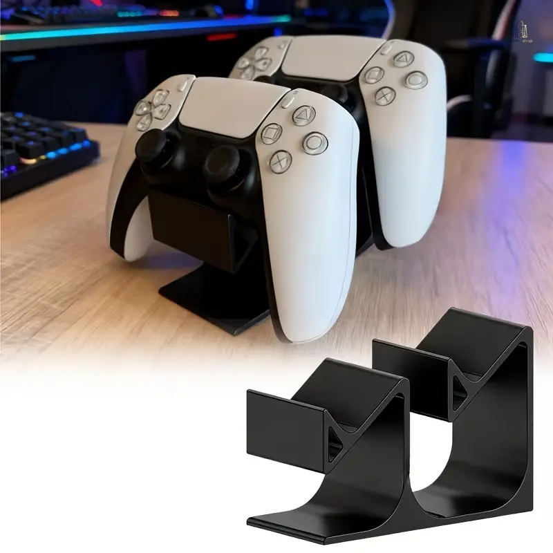 Unisex 2-in-1 Polyethylene Game Controller & Headset Holder, Durable Desktop Storage Stand for PS5 Xbox, Space-Saver Home Desk Organizer Rack, sohochic