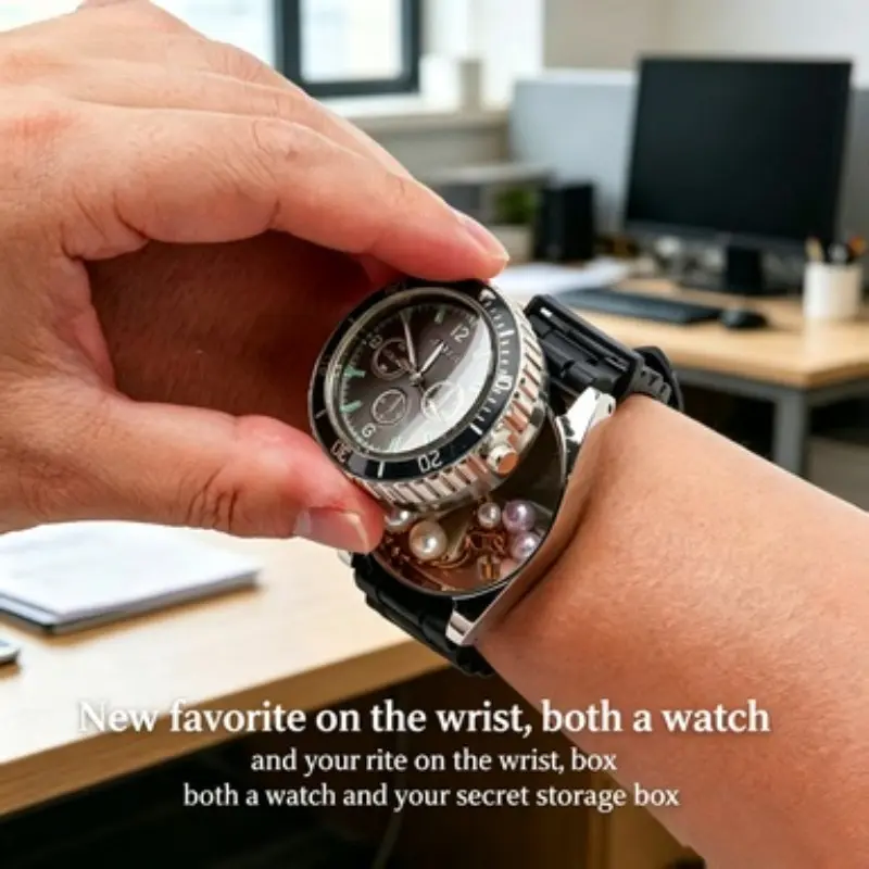 Hidden Storage Flip Watch, Multi-Function Sports Wrist Watch with Secret Compartment, Stylish and Practical Timepiece for Active Lifestyles, Fashionable Wristwatch